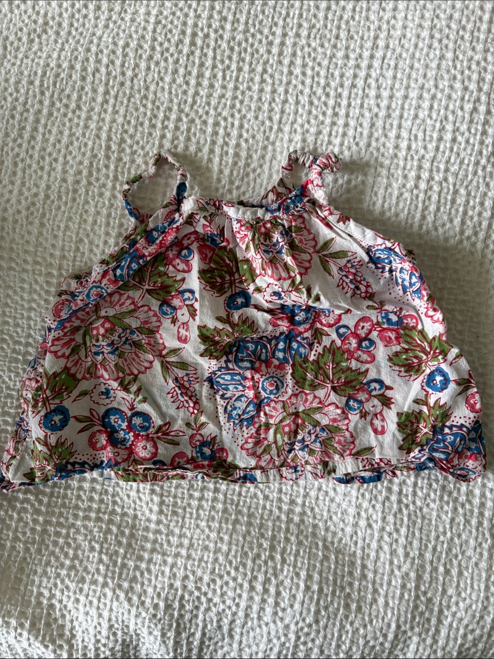 Peek Floral baby boho Top in White, Pink & Blue paisley